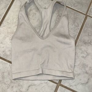 Free People White Ribbed Tank Top